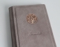 Preview: Stammbuch GOLDENE LEBENSBAUM aus Büffelleder,  graue taupe
